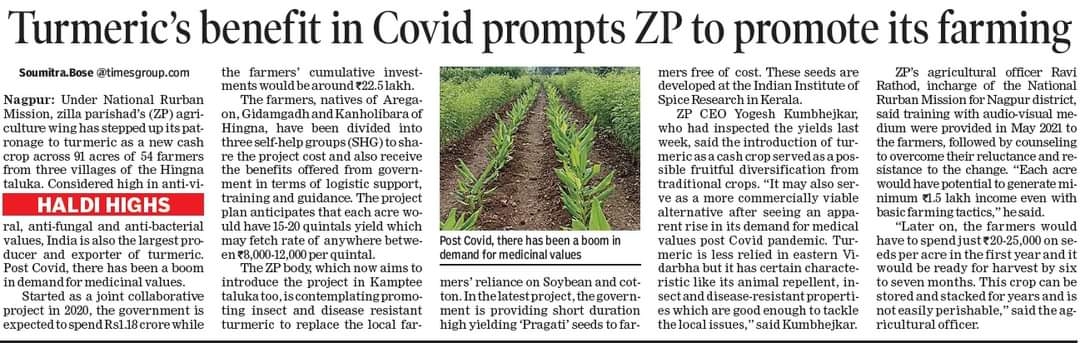 Turmerics benefit in covid prompts ZP promote its farming 