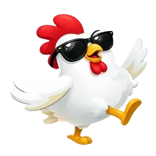 Chicken Road Easy mode — relaxed chicken with sunglasses